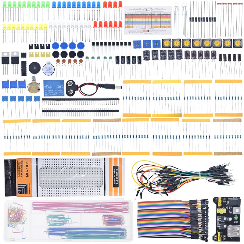 TZT Starter Kit Breadboard Resistor Capacitor Potentiometer Dunpont Cable Wire for Arduino UNO R3 Mega256 Raspberry Pi