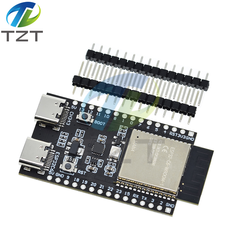 TZT ESP32 / ESP32-C6 WiFi+Bluetooth Internet Of Things Dual Type-C Development Board Core Board ESP32-C6-DevKit C N4R2 For Arduino