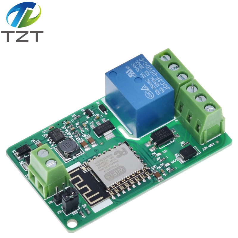TZT ESP-12F ESP8266 Relay Module 10A 220V Network Relay WIFI Module Input DC 7V~30V 4 Layers Board TVS Input Automatic Protection