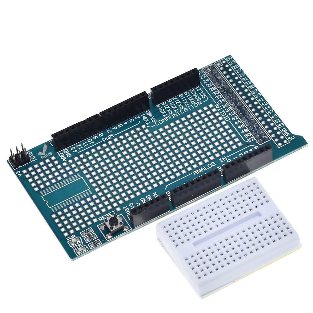 TZT MEGA 2560 R3 Proto Prototype Shield V3.0 Expansion Development Board + Mini PCB Breadboard 170 Tie Points for arduino DIY