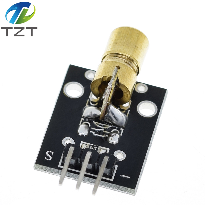 TZT  KY-008 3pin 650nm Red Laser Transmitter Dot Diode Copper Head Module for arduino DIY Kit