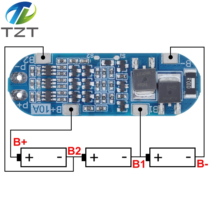 TZT  3S 10A Li-ion Lithium Battery 18650 Charger Protection Board 11.1V 12.6V
