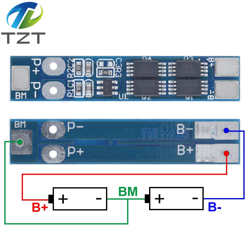 TZT 2S 7.4V 8A Li-ion 18650 Lithium Battery Charger Protection Board 8.4V Overcurrent Overcharge / Overdischarge Protection