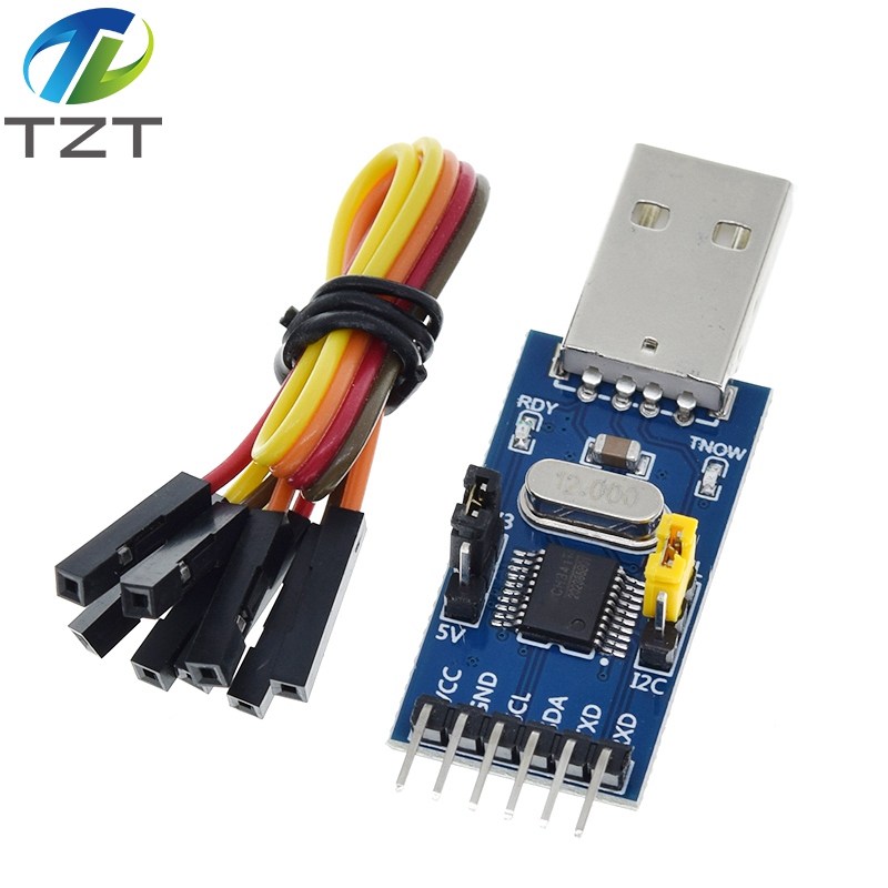 TZT CH341T 2 in 1 module 3.3V 5V USB to I2C IIC UART USB to TTL single-chip serial port downloader