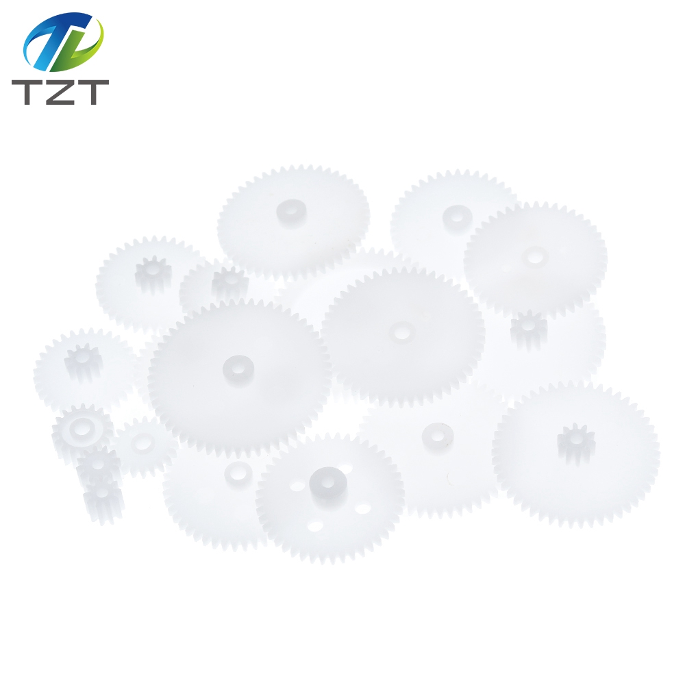 TZT 58pcs/bag J293Y Plastic 0.5 Module Gears White Micro DC Motor Toys Gears DIY Combination Parts