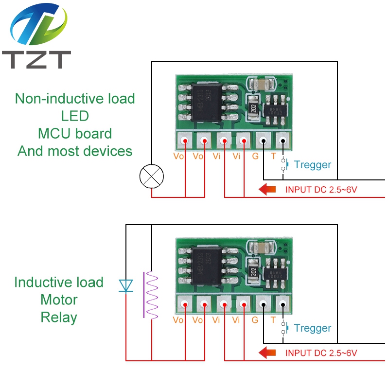 TZT 6A DC 3V 3.3V 3.7V 5V Electronic Switch Latch Bistable Self-locking Trigger Board for LED Motor Driver Solar Lithium battery