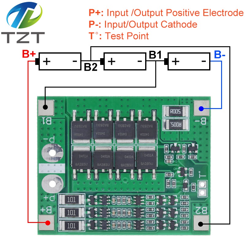 TZT 3S 25A Li-ion 18650 BMS PCM Battery Protection Board BMS PCM With Balance For li-ion Lipo Battery Cell Pack Module DIY