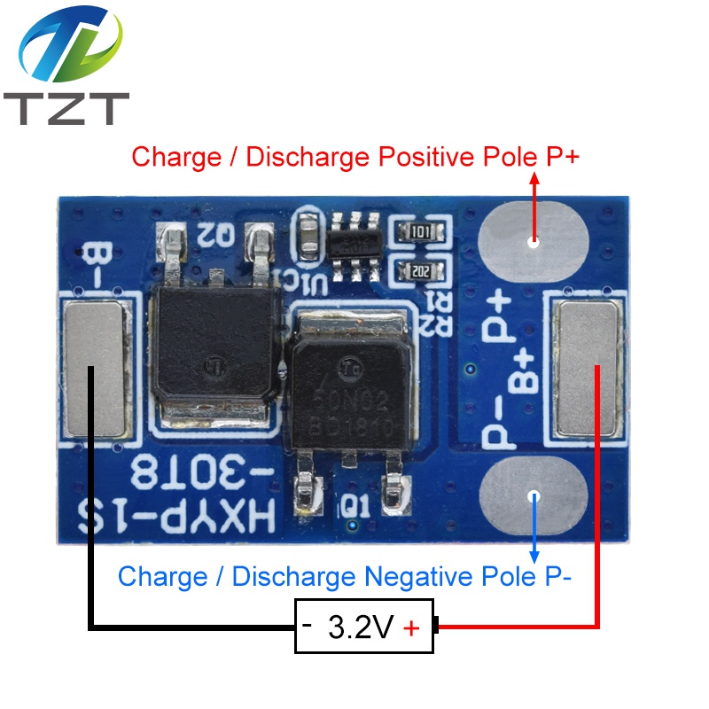 TZT Lifepo4 Battery BMS 1S 3.2V 7A Charging Board Short Circuit Protection PCM Self Recovery With Temperature Protection