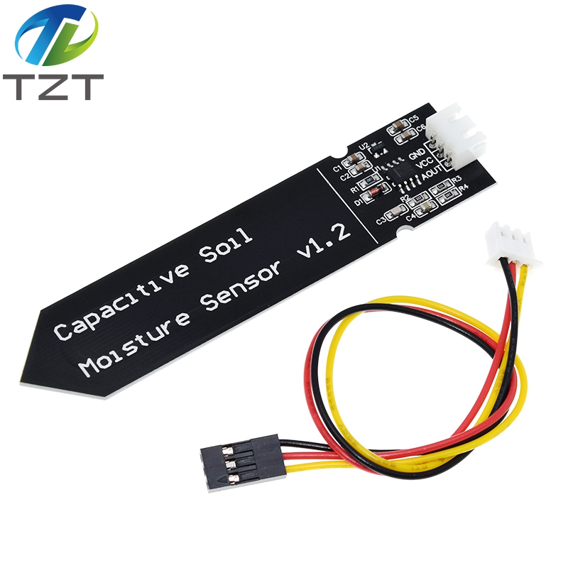 Capacitive Soil Moisture Sensor Module Not Easy to Corrode Wide Voltage Wire 3.3~5.5V Corrosion Resistant W/ Gravity for Arduino