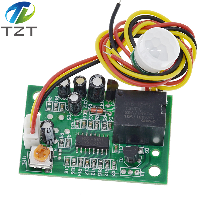 TZT DC 12V PIR IR Pyroelectric Infrared Module Adjustable Relay Output Human Body Sensor For Arduino