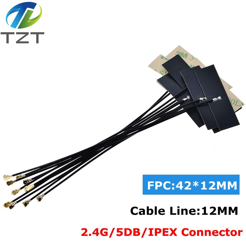 TZT 10PCS 2.4Ghz WIFI Internal Antenna FPC 5dBi IPX IPEX Connector Omni Antenna IEEE 802.11 b/g/n WLAN System