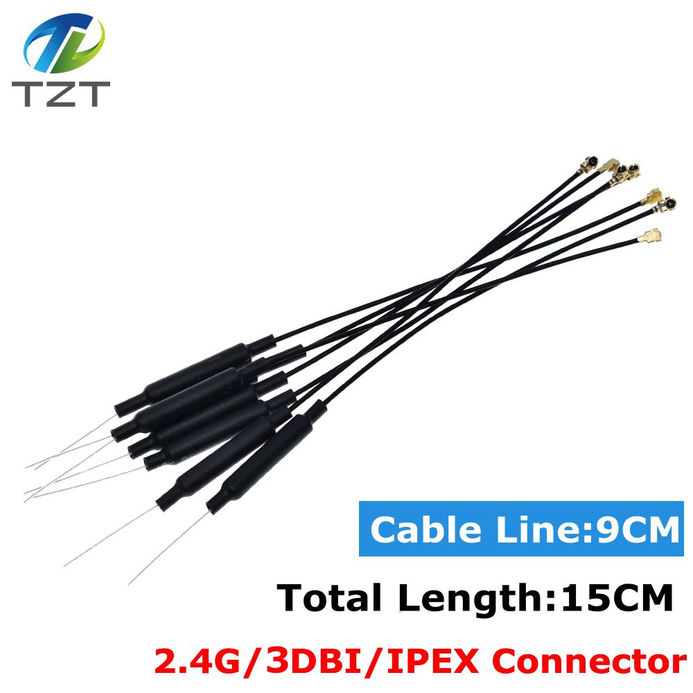 TZT 10Pcs/lot 2.4GHz WIFI Antenna 3dbi Ufl IPX Connector Brass Inner Aerial 15cm Length 1.13 Cable HLK-RM04 ESP-07