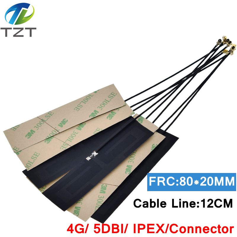TZT 10pcs GSM GPRS 2G 3G 4G LTE internal antenna 8dbi FPC connector 80*22mm wireless modem aerial 8cm Long IPEX connector