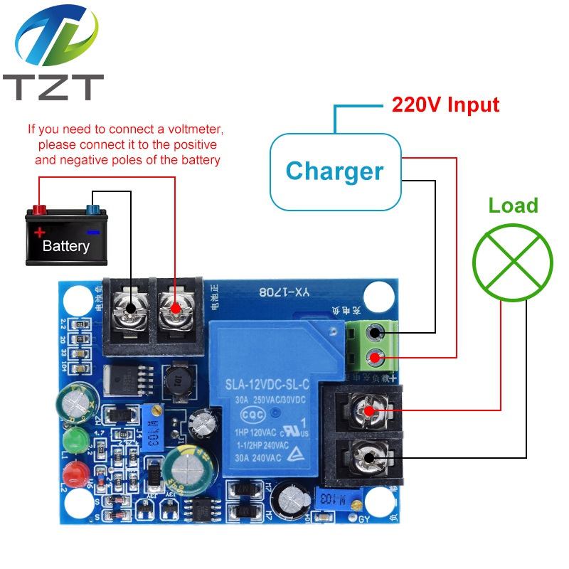 TZT YX1708 Battery undervoltage charging control module Battery under-voltage and over-voltage 30A controller board