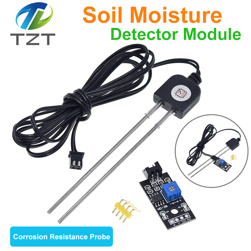 TZT Soil Moisture Detector Module Soil Humidity Sensor Meter Hygrometer Water Tester Corrosion Resistance Probe DC 3.3-12V