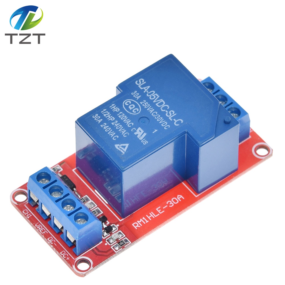 TZT  5V 30A Two-way isolation relay module High/low level trigger 5V 30A 1-Channel Relay Module+Electronic With Optocoupler