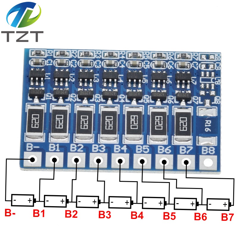 TZT 7S 29.4V 4.2V Balance Function Protection Board 66mA 7S Li-ion Lipo Battery Lithium 18650 Batteries Balanced Module BMS PCB