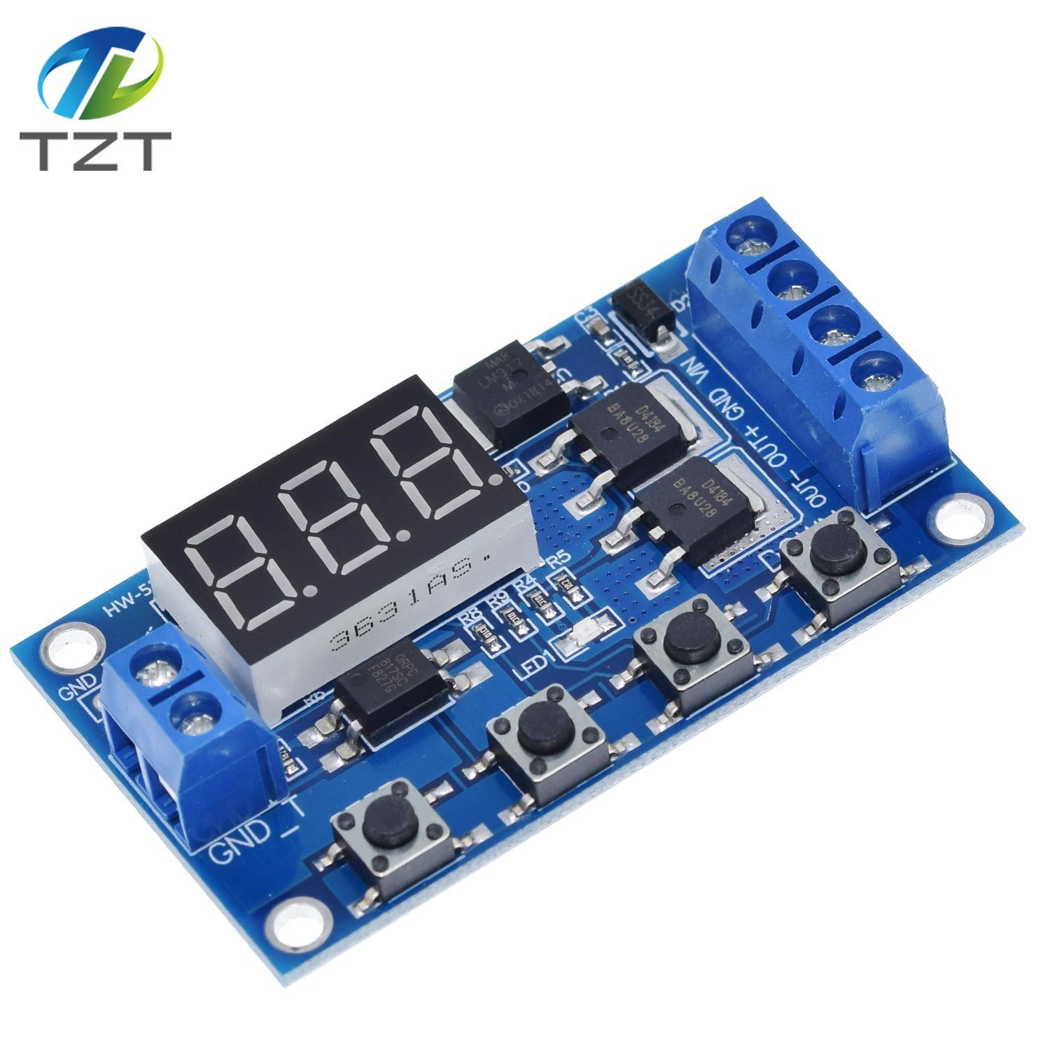TZT DC 12V 24V Dual MOS LED Digital Time Delay Relay Trigger Cycle Timer Delay Switch Circuit Board Timing Control Module DIY