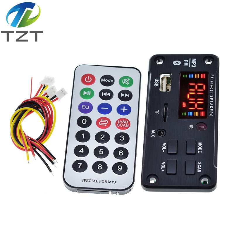 TZT MP3 Decoder Board Color Screen Bluetooth V5.0 Car MP3 Player USB Recording Module FM AUX Radio For Speaker