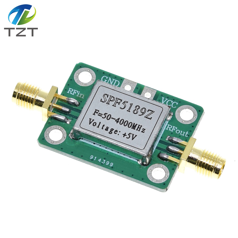 TZT LNA 50-4000 MHz RF SPF5189 NF 0.6dB Low Noise Amplifier Signal Receiver Board Wireless Communication Module With Shield Shell