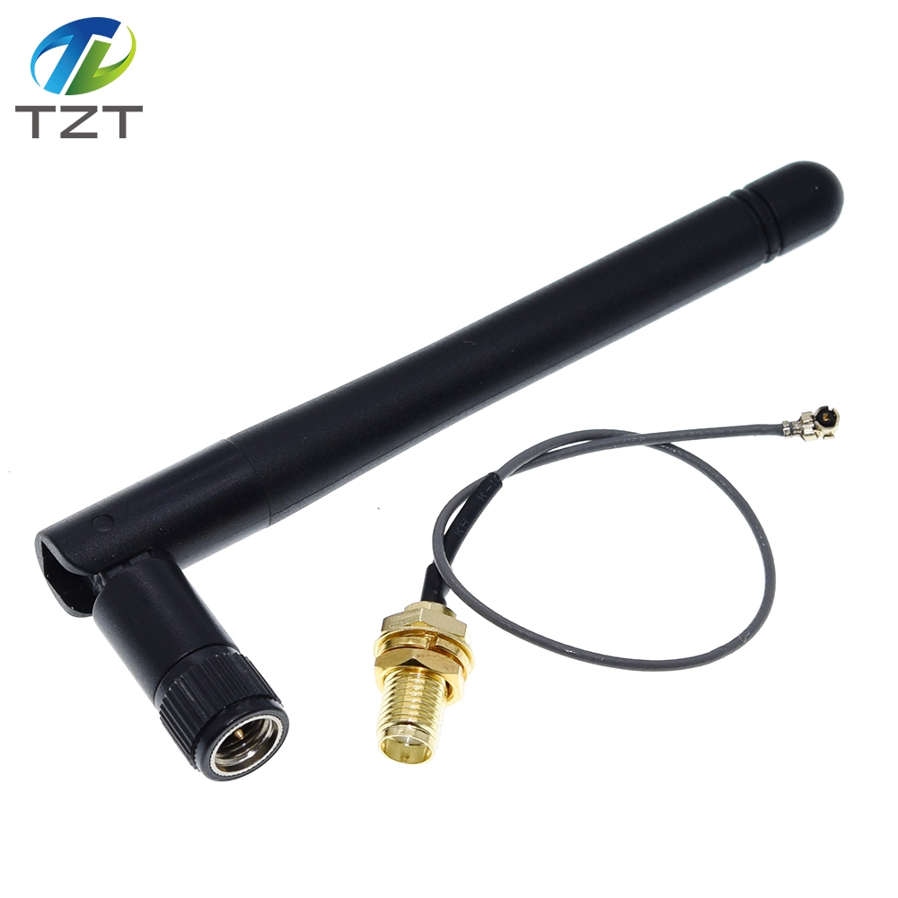 TZT 2.4GHz 3dBi WiFi 2.4g Antenna Aerial RP-SMA Male wireless router+ 17cm PCI U.FL IPX to RP SMA Male Pigtail Cable ESP8266 ESP32