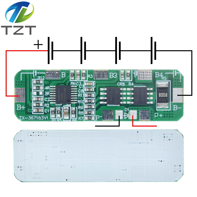 TZT  Over Protection! 4S 4A-5A 18650 Li-ion Lithium Battery Protection Board 4 Pack PCB BMS 4.25-4.35V To 2.3-3.0V