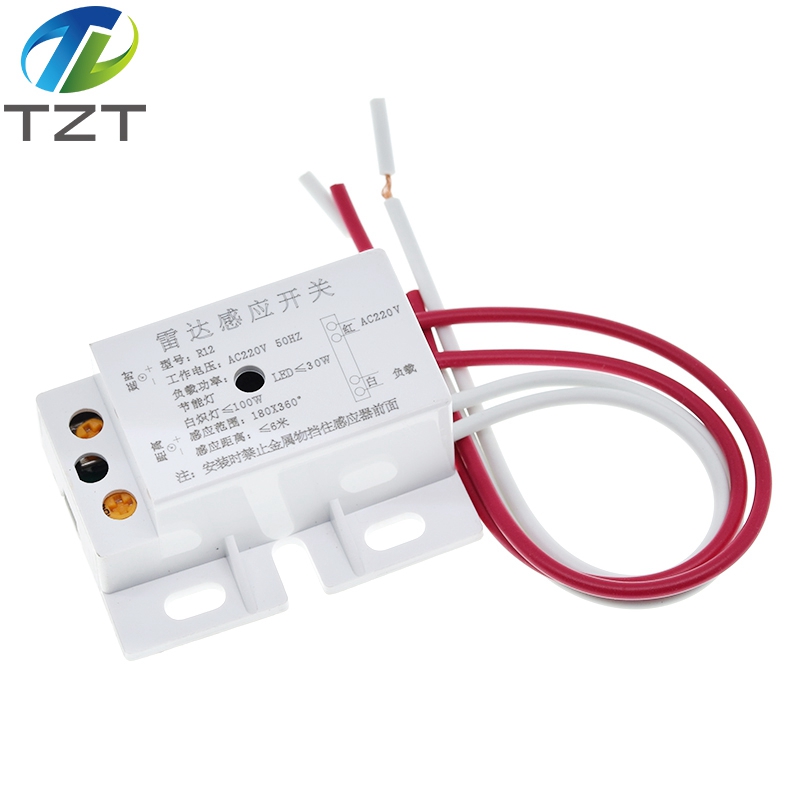 New 220V AC 50Hz Auto Infrared Sensor Switch PIR Microwave Radar Body Motion Sensor Module Adjustable For Time Distance Range