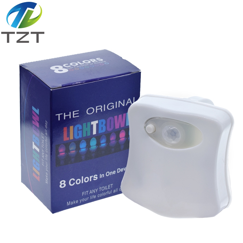 TZT Smart Pir Motion Sensor Toilet Seat Night Light 8 Colors Waterproof Backlight For Toilet Bowl Led Luminaria Lamp Wc Toilet Light
