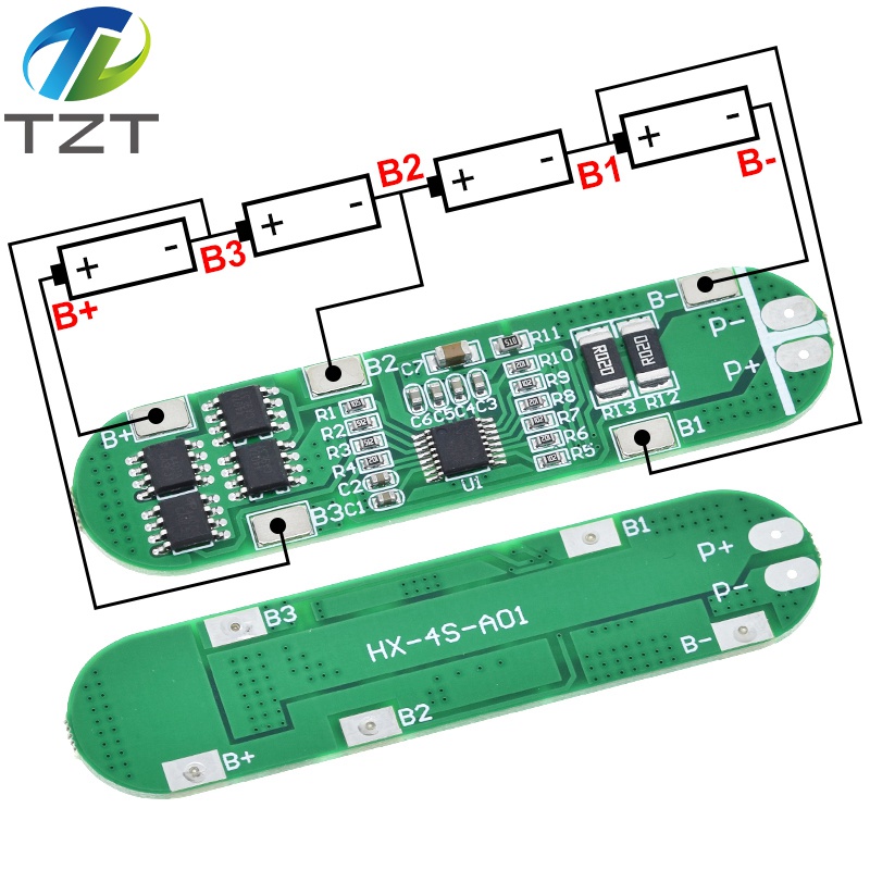 TZT 4S 14.8V 12A Li-ion Lithium Battery 18650 Charger Protection Board 16.8V
