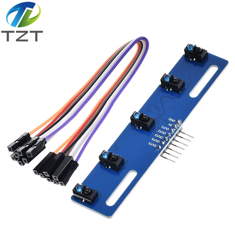 TZT MH-ET LIVE 5 channel Infrared Reflective Sensor TCRT5000 KIT 5 way/road IR Photoelectric Switch Barrier Line Track Module