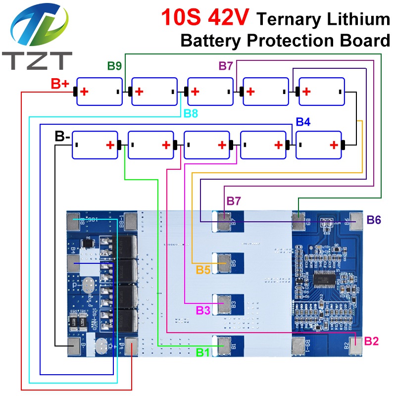 TZT 10S 42V 15A BMS Ternary Lithium 18650 Battery Protection Board For Segway Battery Charging Board With Temperature Protection