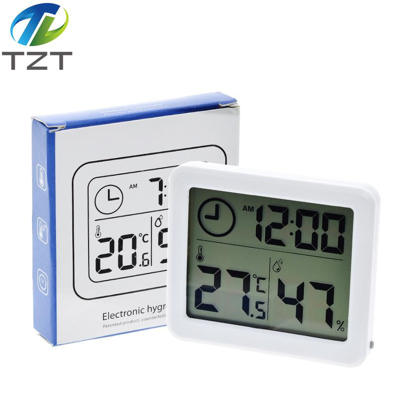 Multifunction Thermometer Hygrometer Automatic Electronic Temperature Humidity Monitor Clock 3.2inch Large LCD Screen