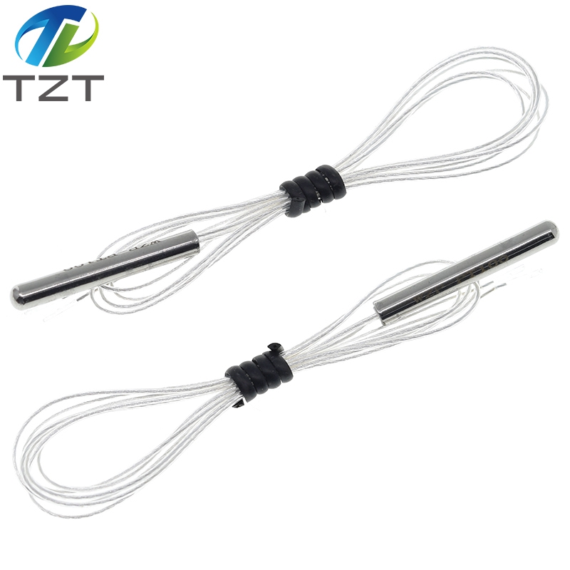TZT PT100 Platinum Resister Temperature Sensor Waterproof Temp Probe -20~450 Celsius Insulated Shielding Fiberglass 50CM