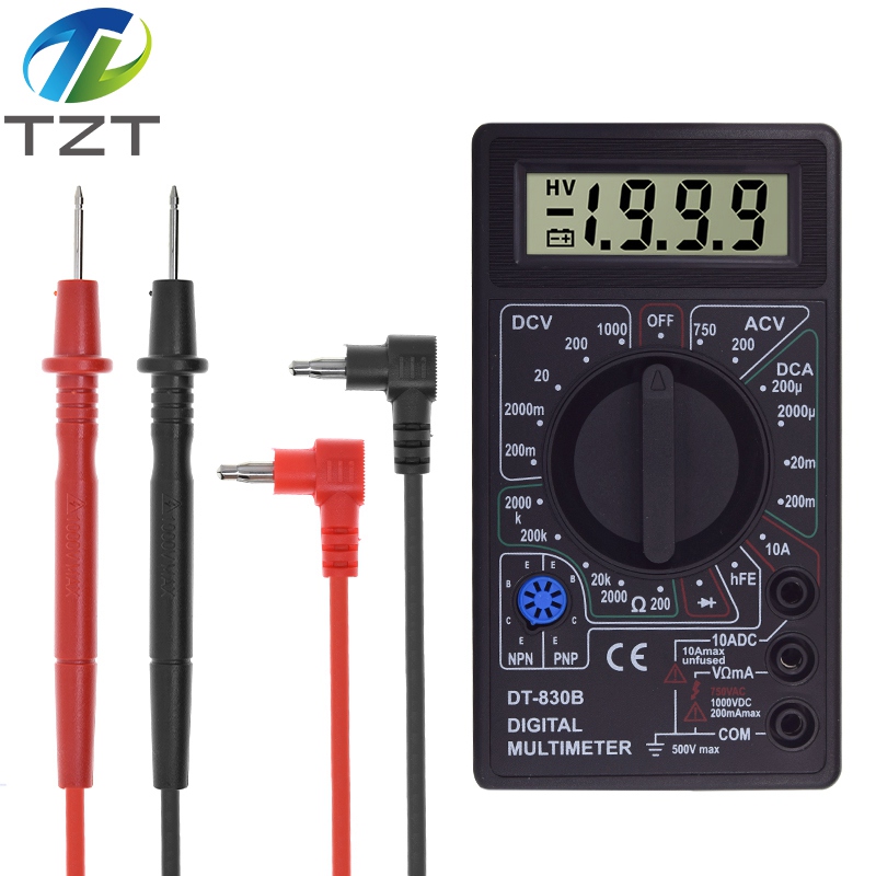 TZT DT830B Digital Multimeter AC/DC LCD Digital Multimeter 750/1000V Voltmeter Ammeter Ohm Tester High Safety Handheld Meter