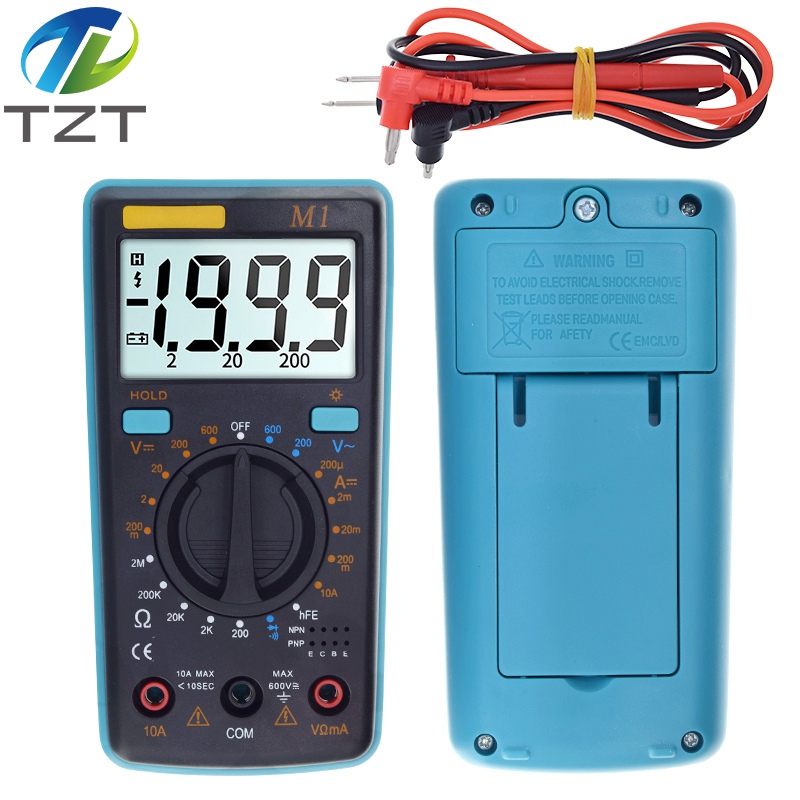 TZT M1 Digital Multimeter Tester True Rms Resistance Transistor Diode DC/AC Voltage Measure With Screen Bright