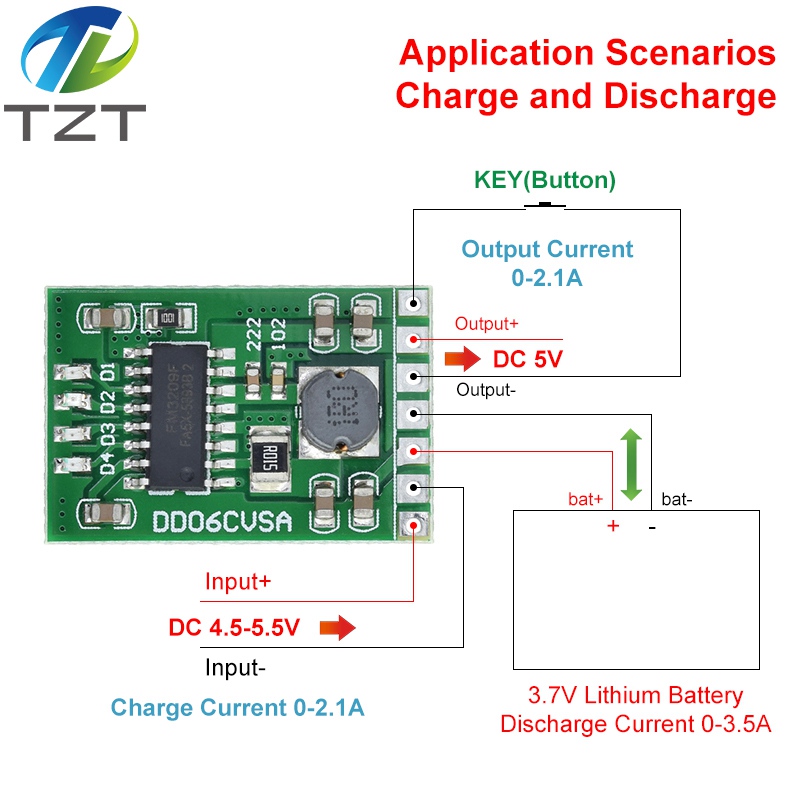 TZT DC 5V 2.1A Mobile Power Diy Board 4.2V Charge/Discharge(boost)/battery protection/indicator module 3.7V lithium 18650 LI-ION