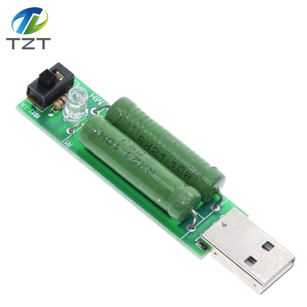 TZT USB Port Mini Discharge Load Resistor Digital Current Voltage Meter Tester 2A/1A With Switch 1A Green Led / 2A Red Led
