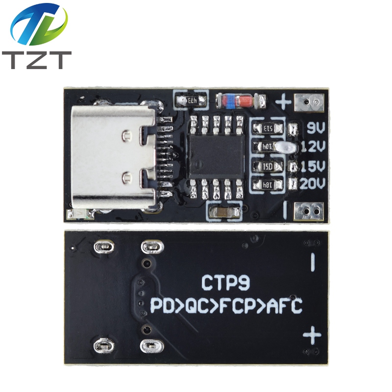 TZT Type-C PD2.0 PD3.0 9V 12V 15V 20V Fast Charge Trigger Polling Detector USB Boost Power Supply Change Module Charger Board Tools