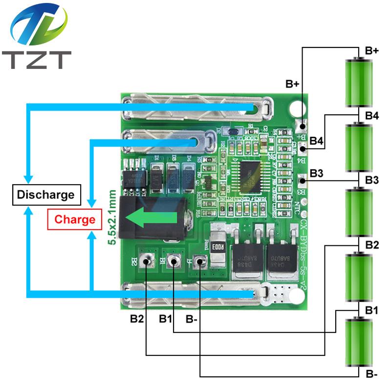TZT 5S 18V 21V 20A Battery Charging Protection Board Li-Ion Lithium Battery Pack Protection Circuit Board BMS Module For Power Tools