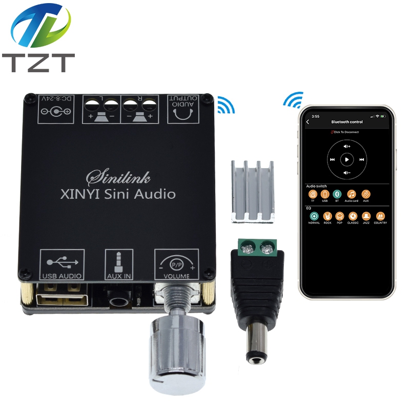 TZT HIFI MINI Bluetooth 5.0 Wireless Audio Digital Power amplifier Stereo board 50Wx2 Bluetooth Amp Amplificador 3.5MM USB APP