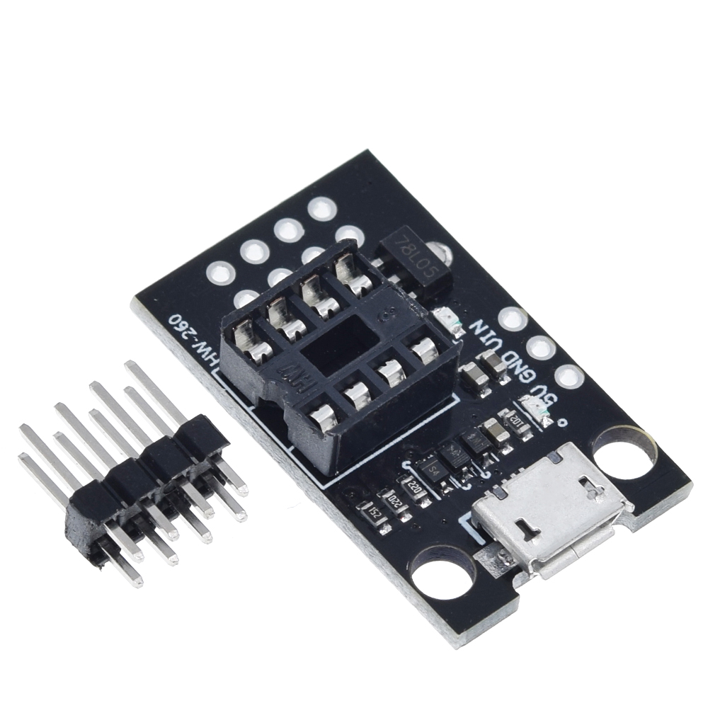 TZT Pluggable Development Board For ATtiny13A/ATtiny25/ATtiny45/ATtiny85 Programming Editor Micro Usb Power Connector