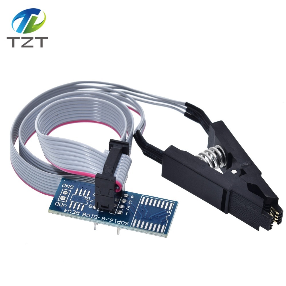 TZT New  SOIC8 SOP8 Flash Chip IC Test Clips Socket Adpter BIOS/24/25/93 Programmer for arduino