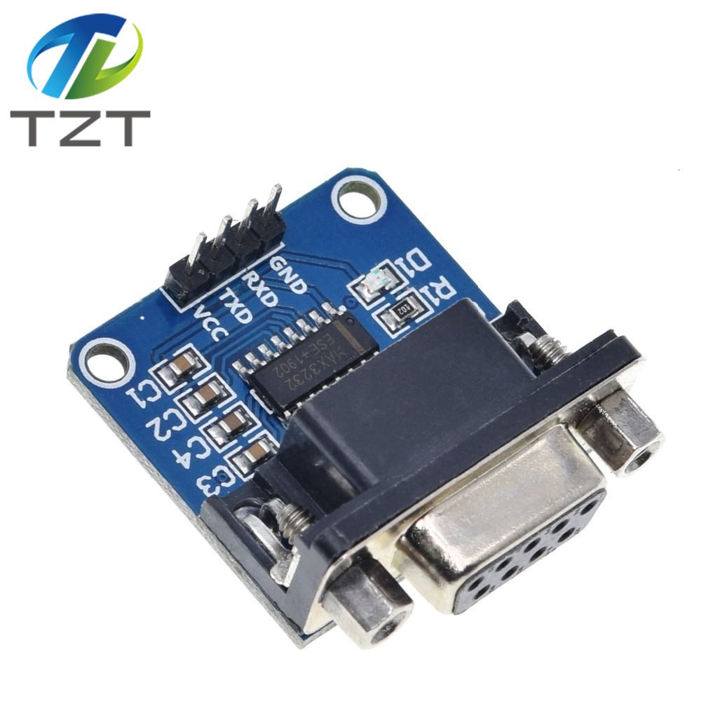 TZT  MAX3232 RS232 to TTL Serial Port Converter Module DB9 Connector MAX232 For Arduino
