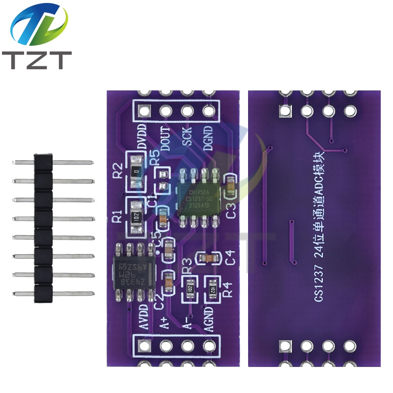 TZT CS1237 24-bit ADC Module Onboard TL431 External Reference Chip Single-Channel Weighing Sensing 24bit For Arduino