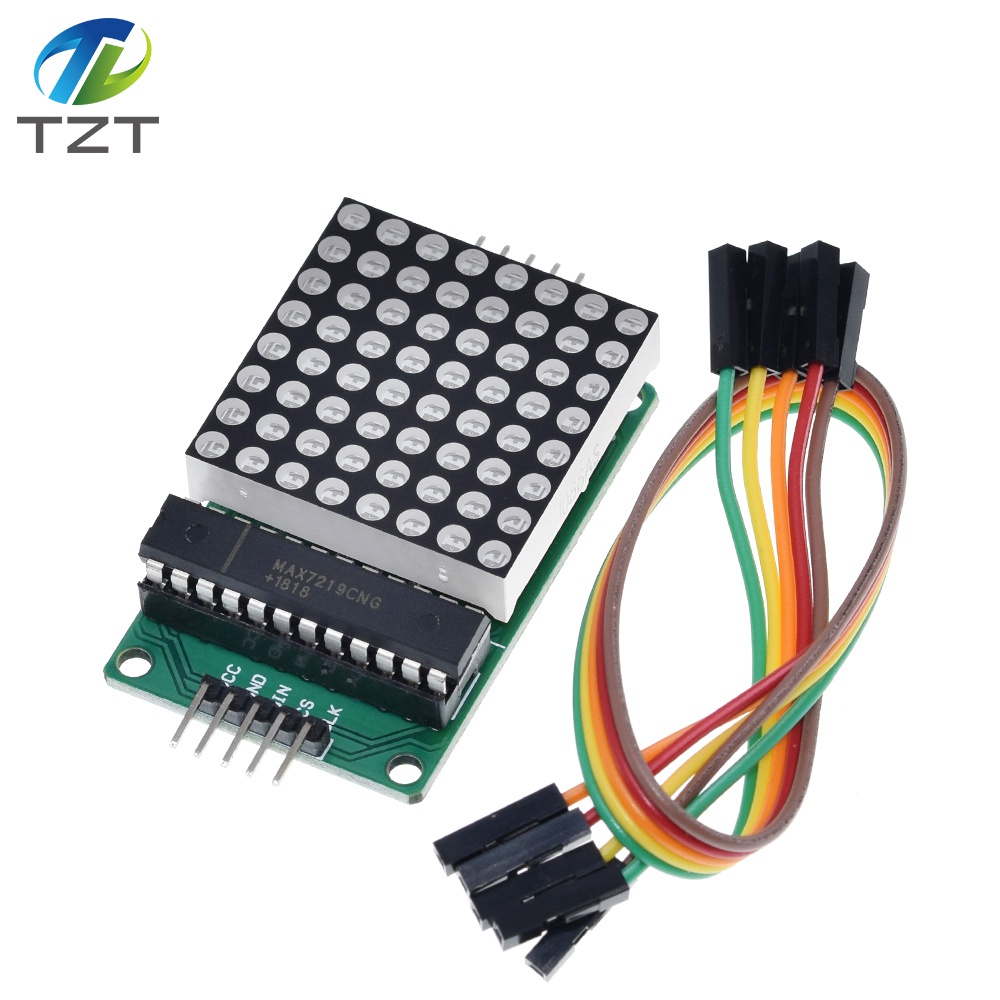 TZT 8x8 8*8 MAX7219 Dot Led Matrix Module MCU LED Display Control Module For Arduino 5V Interface Module Output Input Common Cathode