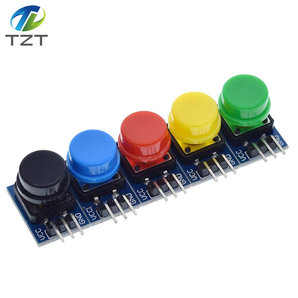 TZT 5pcs 12X12MM Big key module Big button module Light touch switch module with hat High level output for arduino or raspberry pi 3