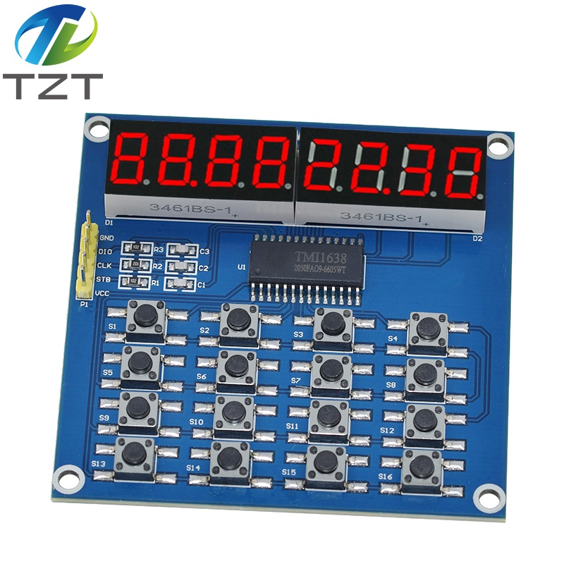TZT TM1638 Digital LED Display 8-Bit Digital Tube Board 3-Wire 16 Keys 8 Bits Keyboard Scan And KEY LED Module For Arduino