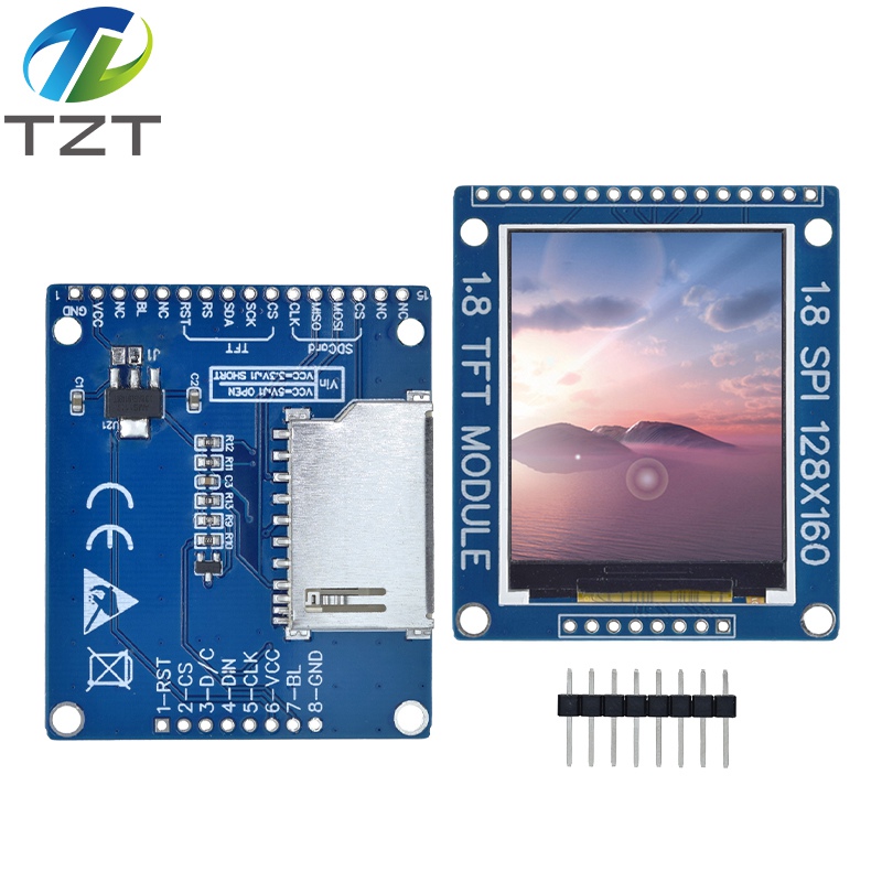 TZT 1.8 Inch Serial SPI TFT LCD Module Display PCB Adapter IC 128x160 Dot Matrix 3.3V 5V IO Inerface Cmmpatible LCD1602 For Arduino