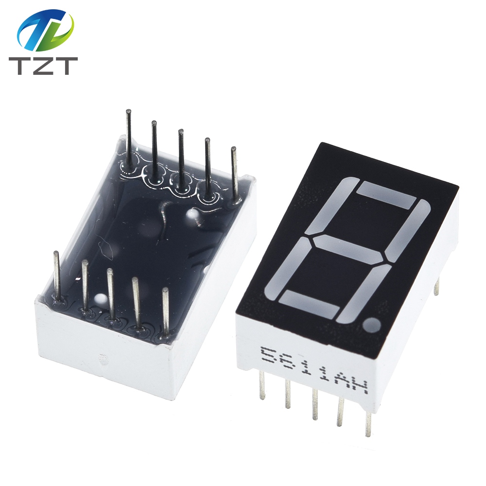 TZT 10pcs 0.56 inch 1bit Common Cathode Digital Tube Red LED Digit Display 7 Segment 0.5inch 0.5 0.56 inch 0.56'' 0.56in