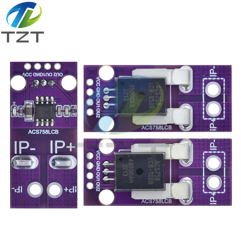 50A 100A Hall Current Sensor Module Linear Analog AC DC 3.3V-5V ACS758 ACS758LCB-050B 100B-PFF-T For Arduino RC Model Connector